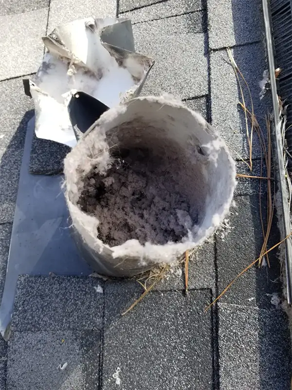 Clogged dryer vent pipe(roof side view)