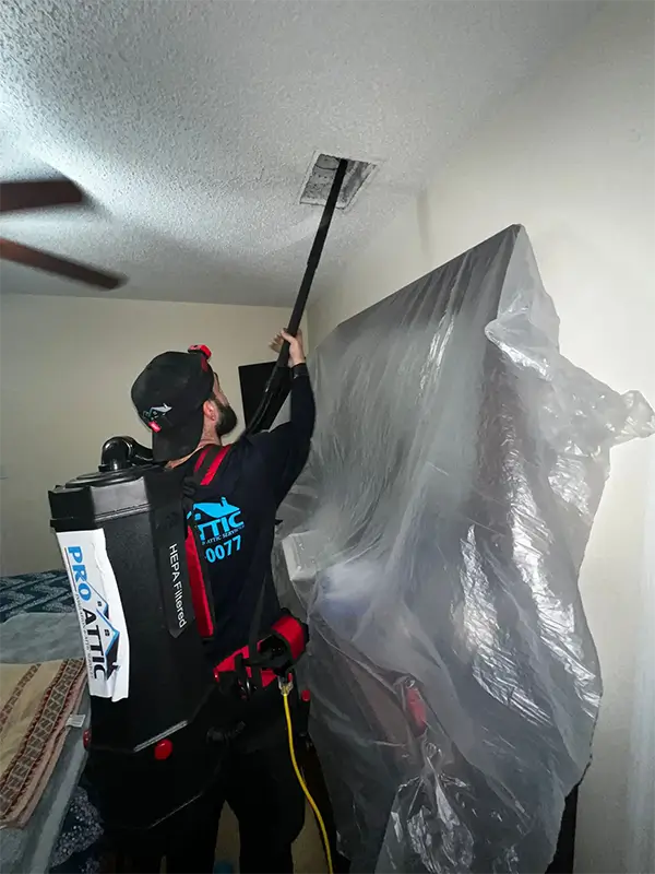 Air duct cleaning service: (Brush and vacuum before disinfect)
