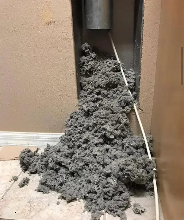 lint after dryer vent cleaning